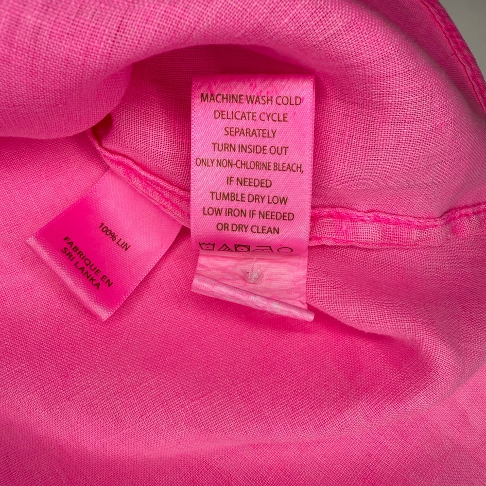 Lilly Pulitzer Briette Hot Pink Isle Ruffle Sleeve 100% Linen Top, SMALL - Picture 16 of 17